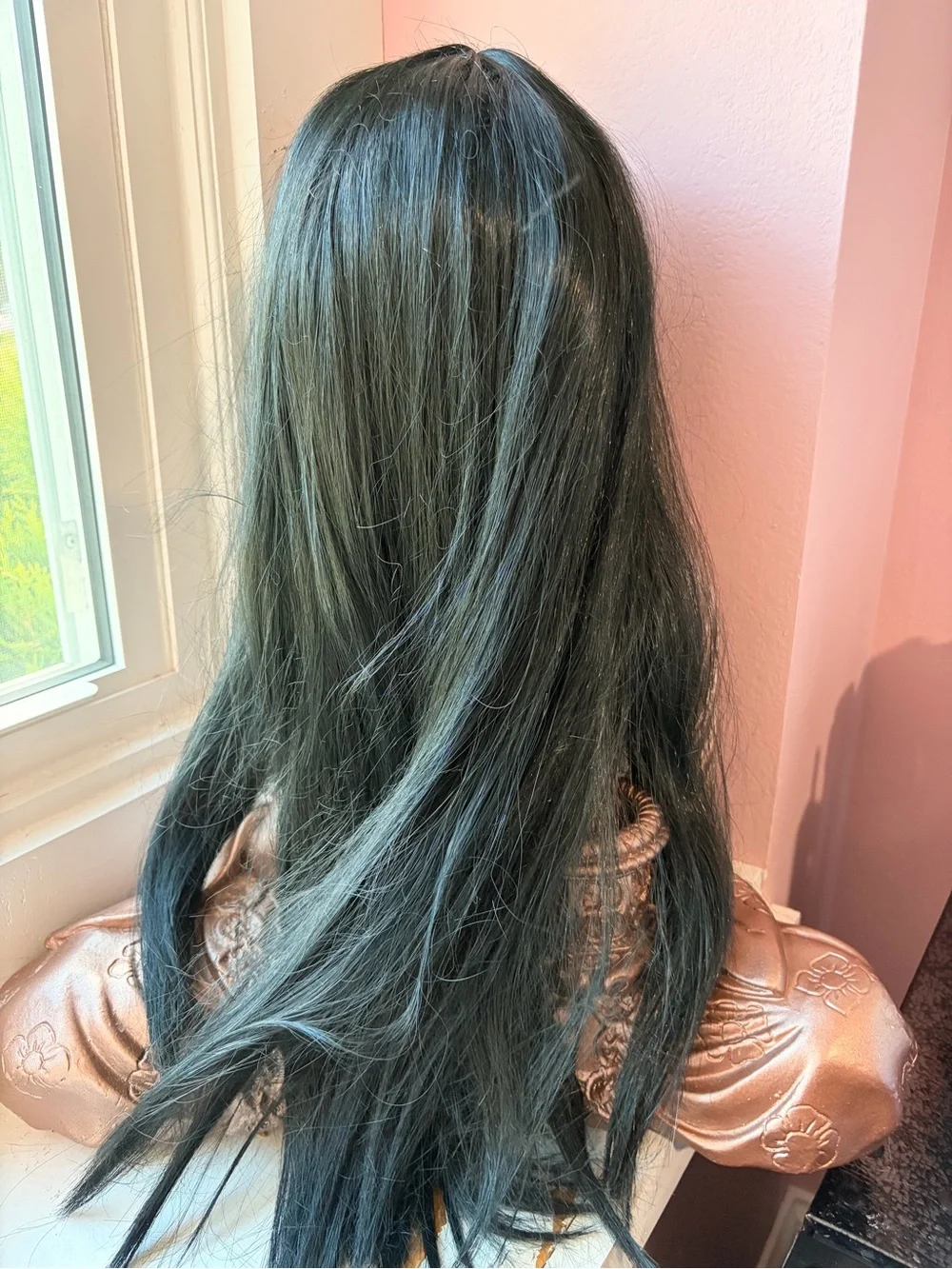 Straight black long wig